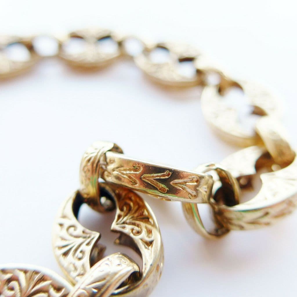 SOLD Large Heavy Antique Gold Bracelet C 1890 s Unusual Links Quality